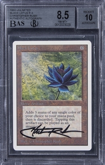 1993 Magic: The Gathering Unlimited Black Lotus Christopher Rush Signed Card - BGS NM-MT+ 8.5/BGS 10
